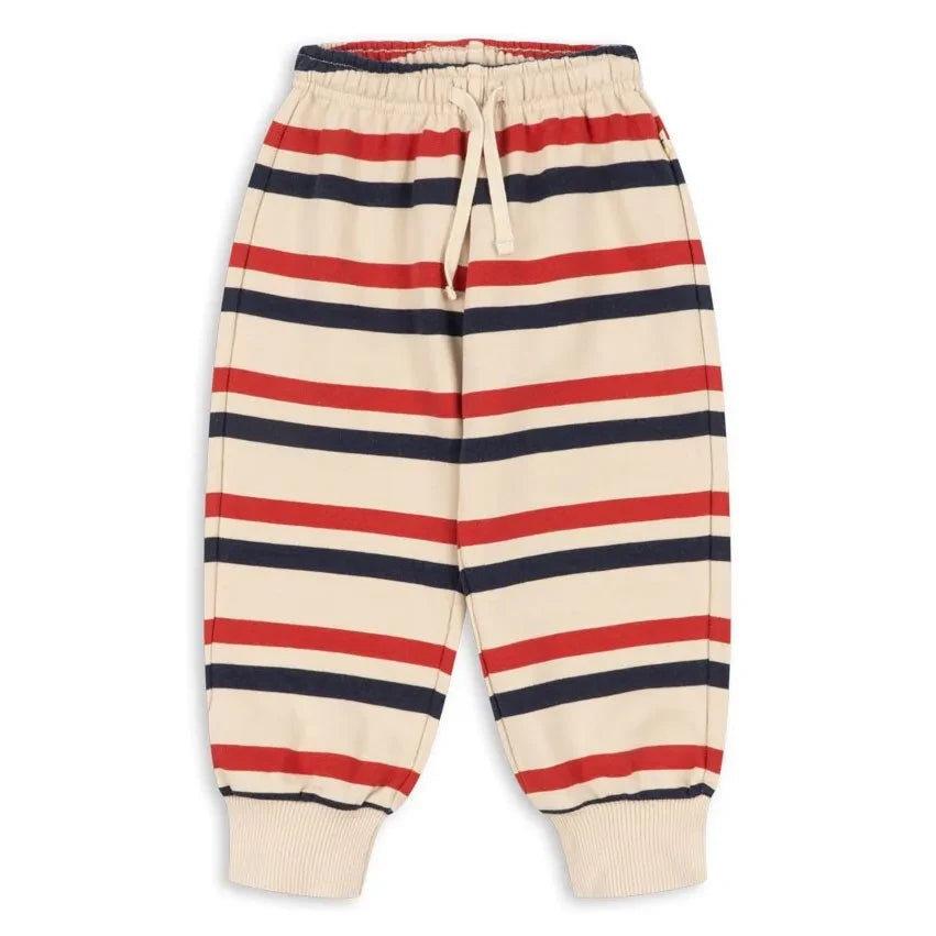 Konges Sløjd - Pantalones Jogger de Algodón Orgánico a Rayas Loupy | Beige