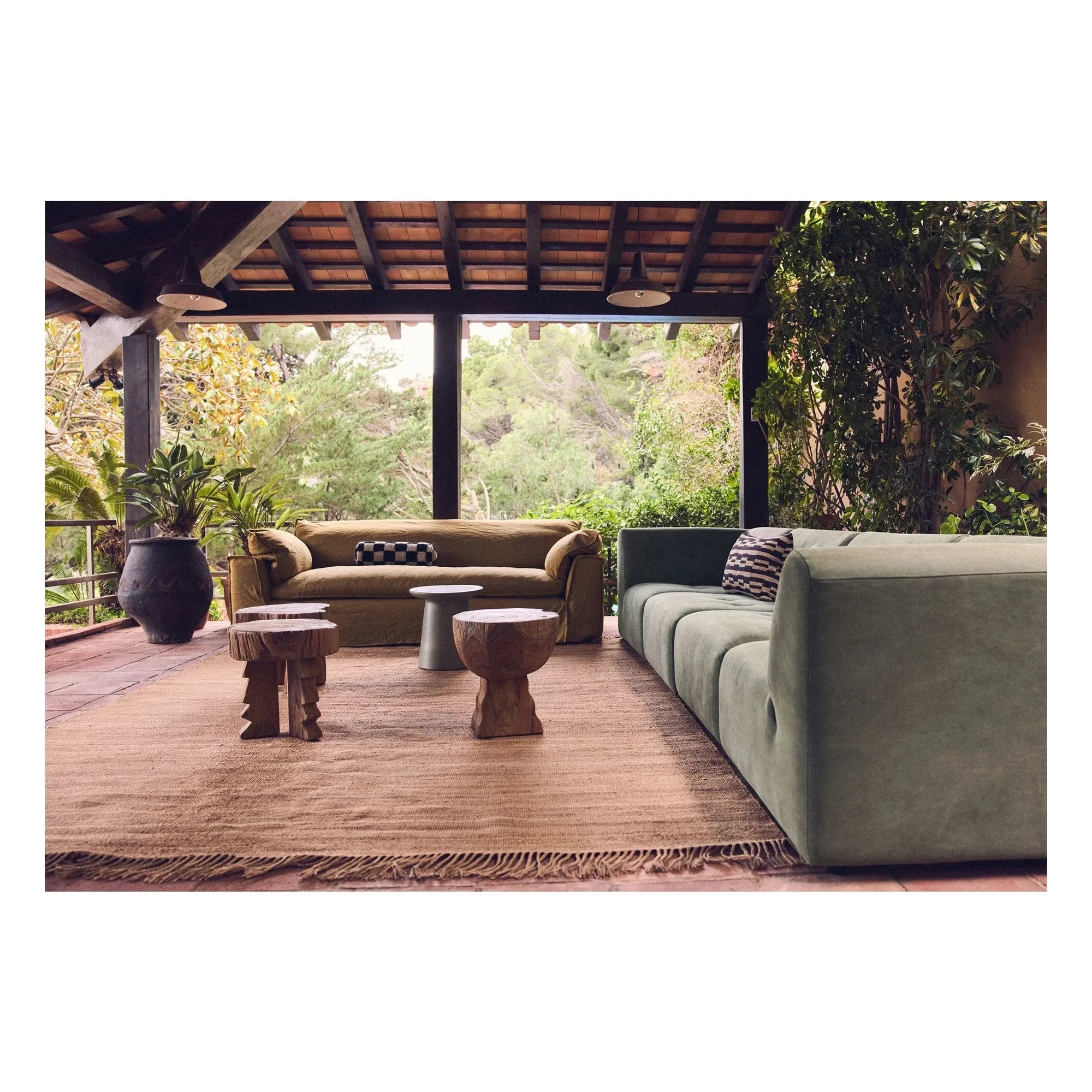 HKliving - Nomad 3-Seater Linen Sofa | Ocher
