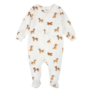 Petit Lem - Organic cotton and Modal pajamas, with dog paw details | White