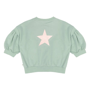 Jenest - Sudadera de algodón orgánico Balloon Etoile | Verde almendra