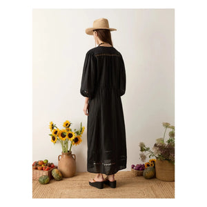 Boteh - Atlas Linen Ruched Dress | Black