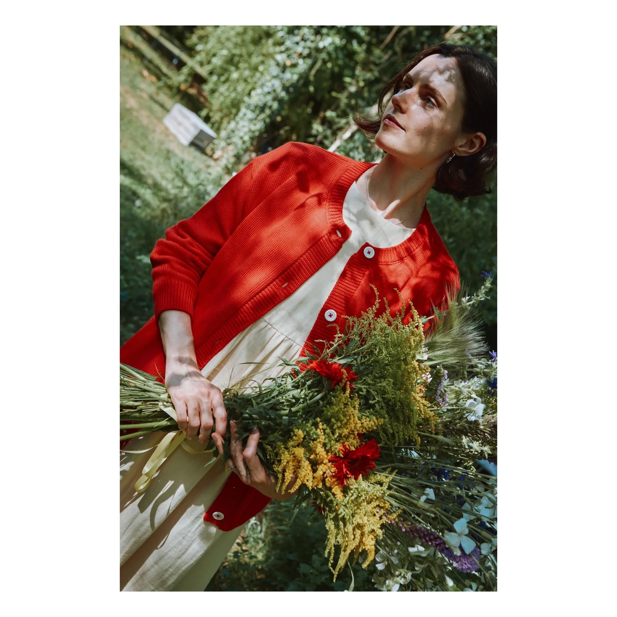Poudre Organic - Organik Pamuk Kardigan Pétale | Kırmızı