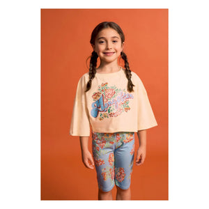 Maison Mangostan - Geblümtes Crop T-Shirt | Blassgelb