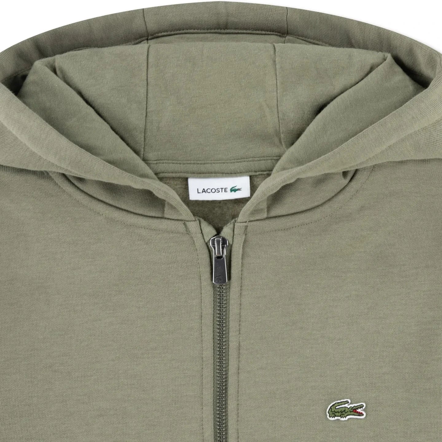 Lacoste - Logo Detaylı Fermuarlı Kapüşonlu Sweatshirt | Haki