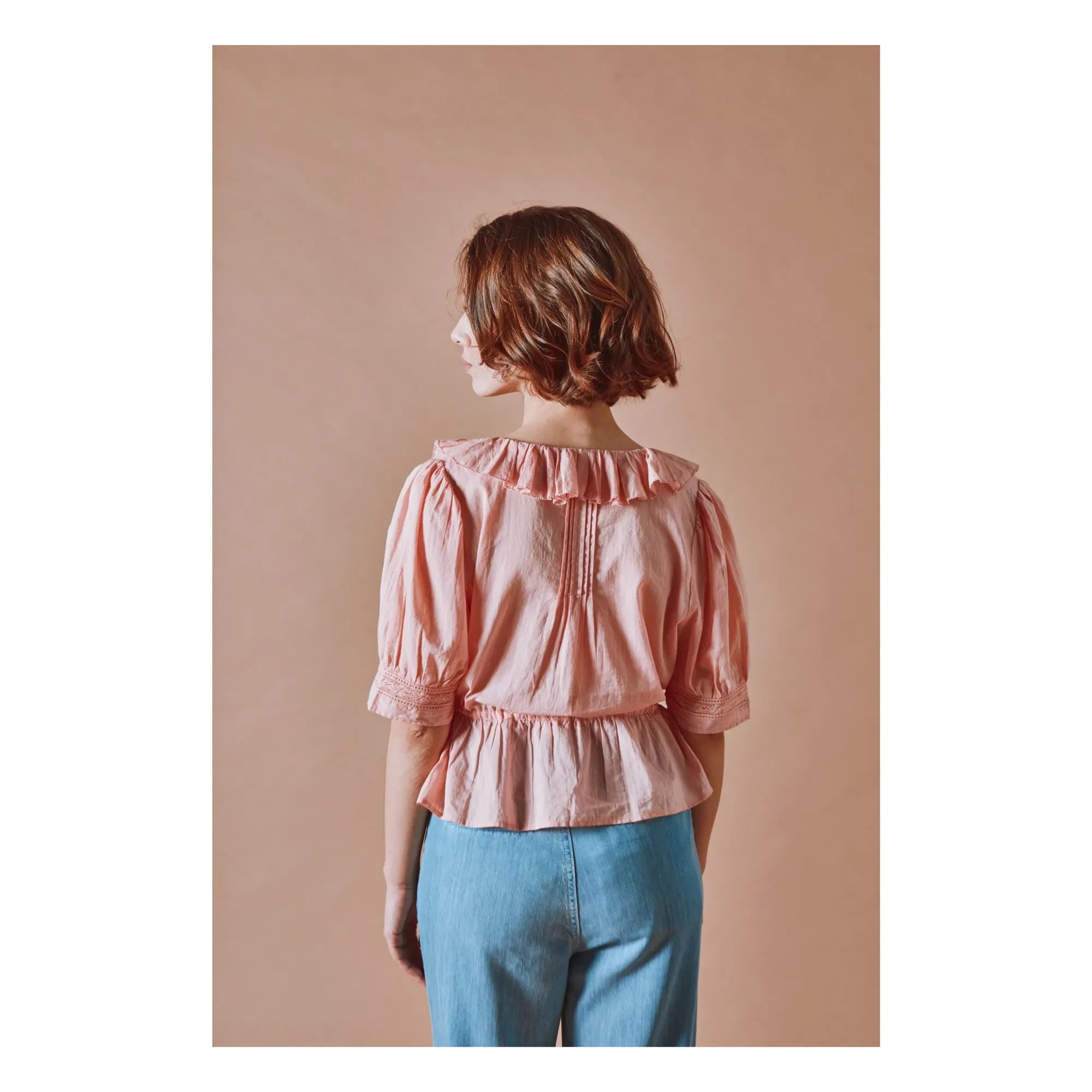 Emile et Ida - Embroidered Cotton Ruffled Blouse | Pink