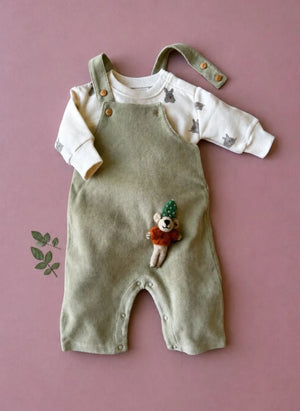 Studio Bohème - Homer Organic Cotton Velvet Romper | Sage