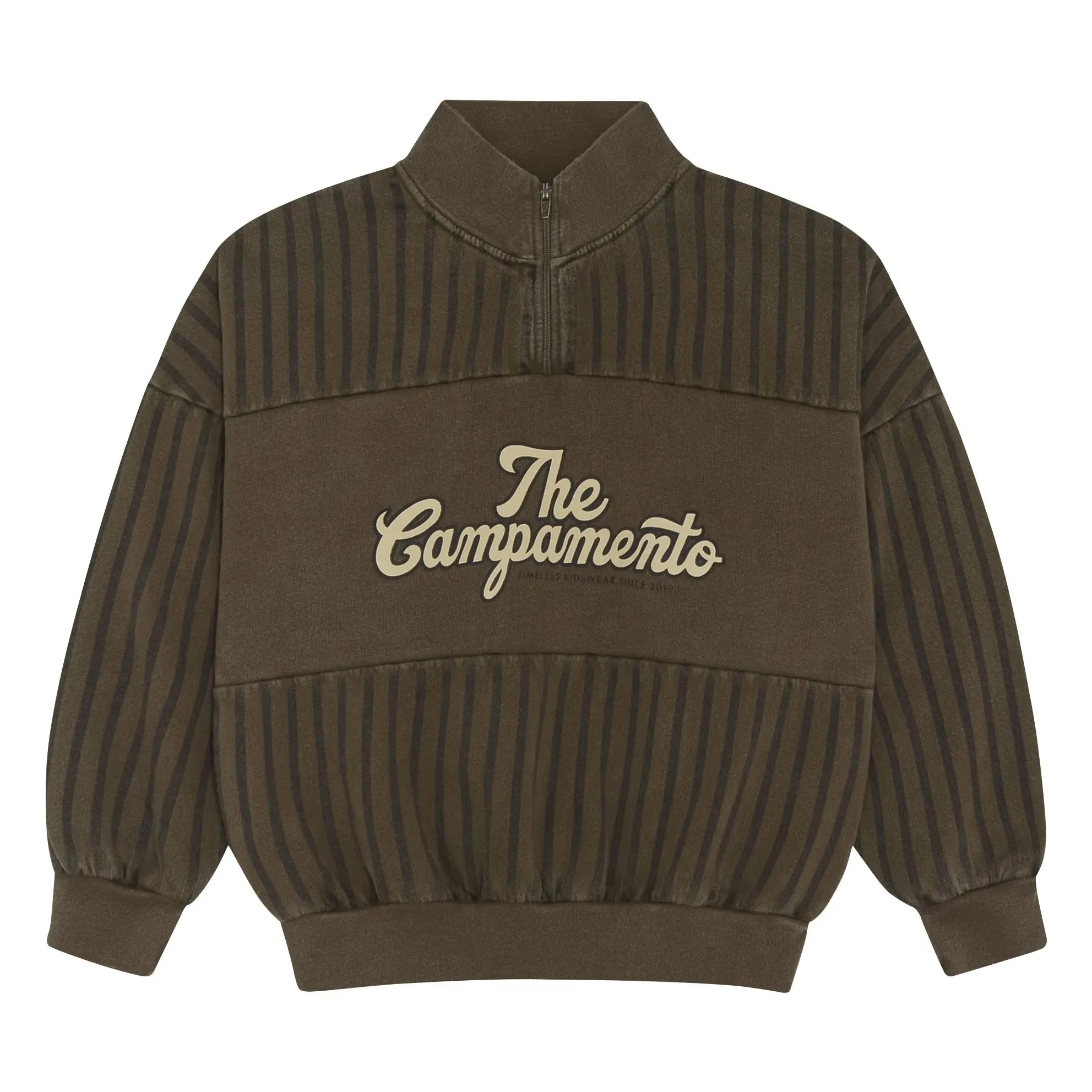The Campamento - The Campamento Çizgili Fermuarlı Sweat Üstü | Haki