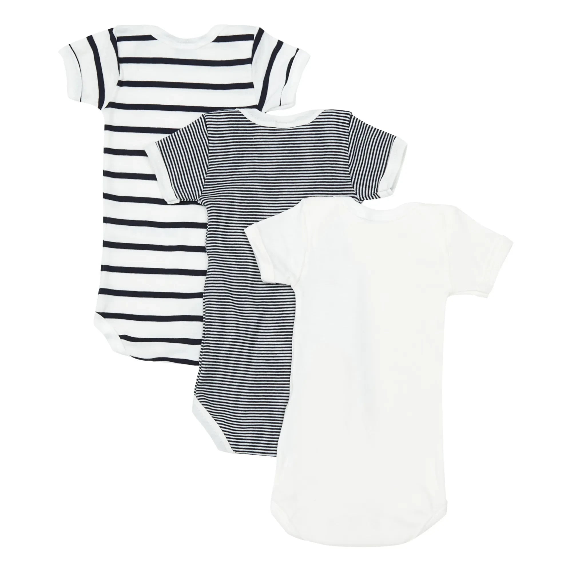 Petit Bateau - 3-Piece Organic Cotton Striped Sleeveless Romper Set | Blue
