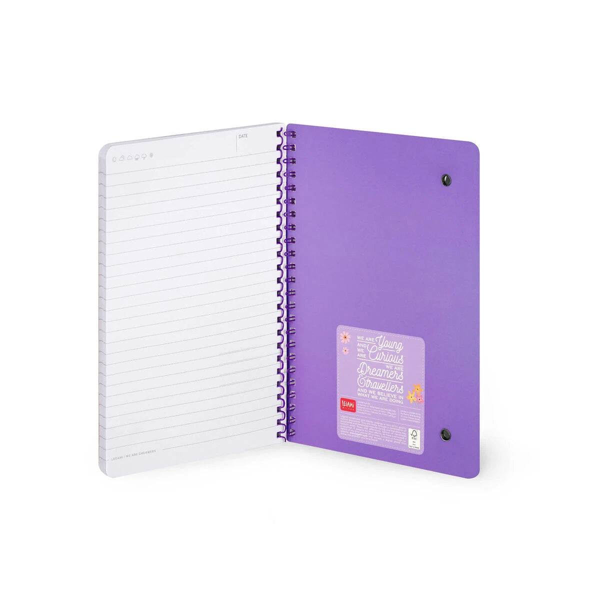 Legami - A5 Lined Notebook with Illustrated Hard Cover - Flowers - Jotter - Spiral-Bound