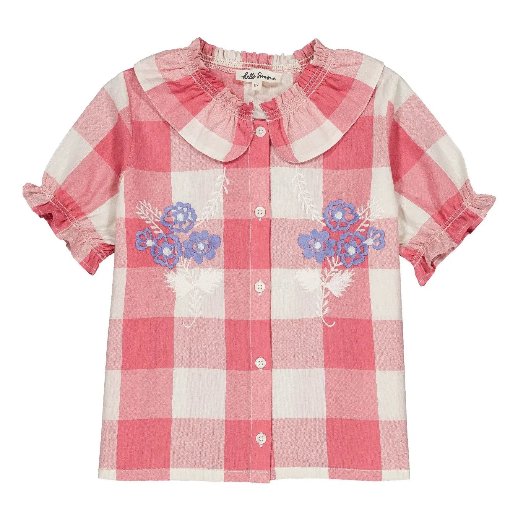 Hello Simone - Carlina Carreaux bluz | Pembe