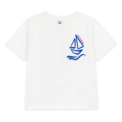 Petit Bateau - Camiseta Ancha de Algodón Orgánico Bateau | Blanco