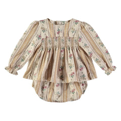 Risu Risu - Primavera Floral Print Organic Cotton Blouse and Bloomer Set | Natural