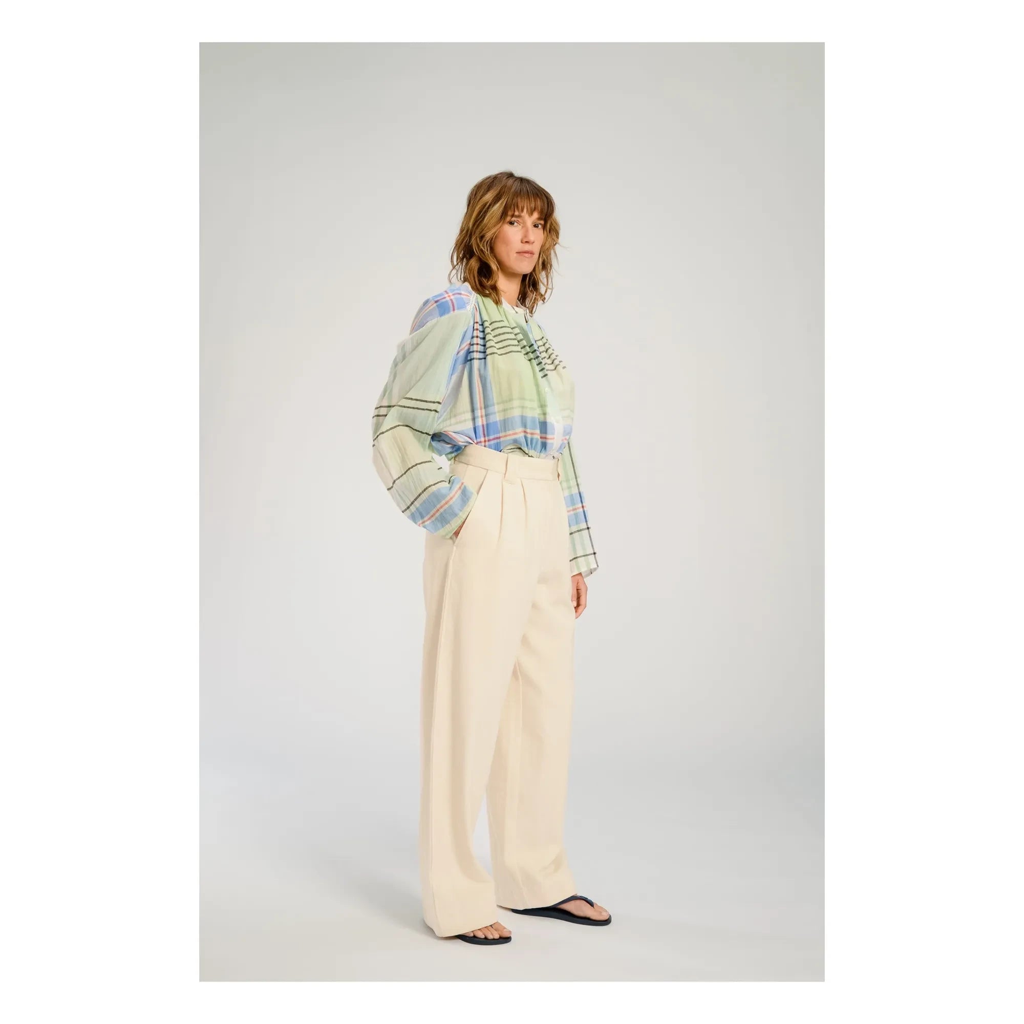 Virginie de Vinster - Blusa de cuadros Hokkaido | Azul
