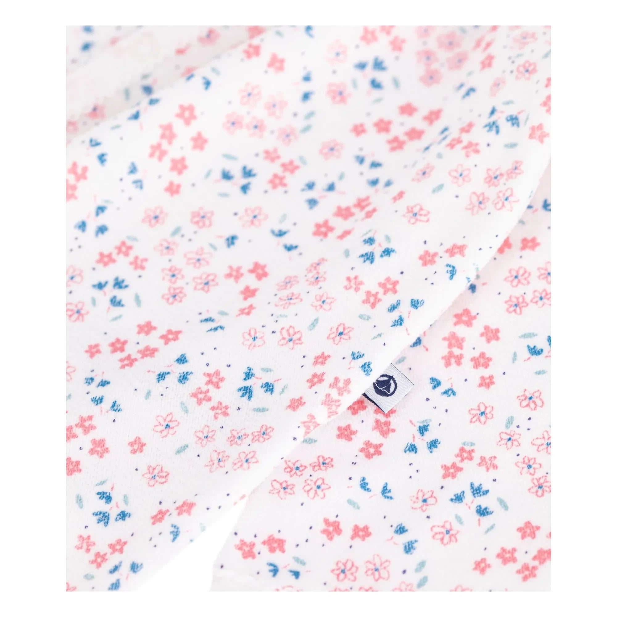 Petit Bateau - Bestickter Samt-Schlafanzug mit Blumenmuster | Weiß