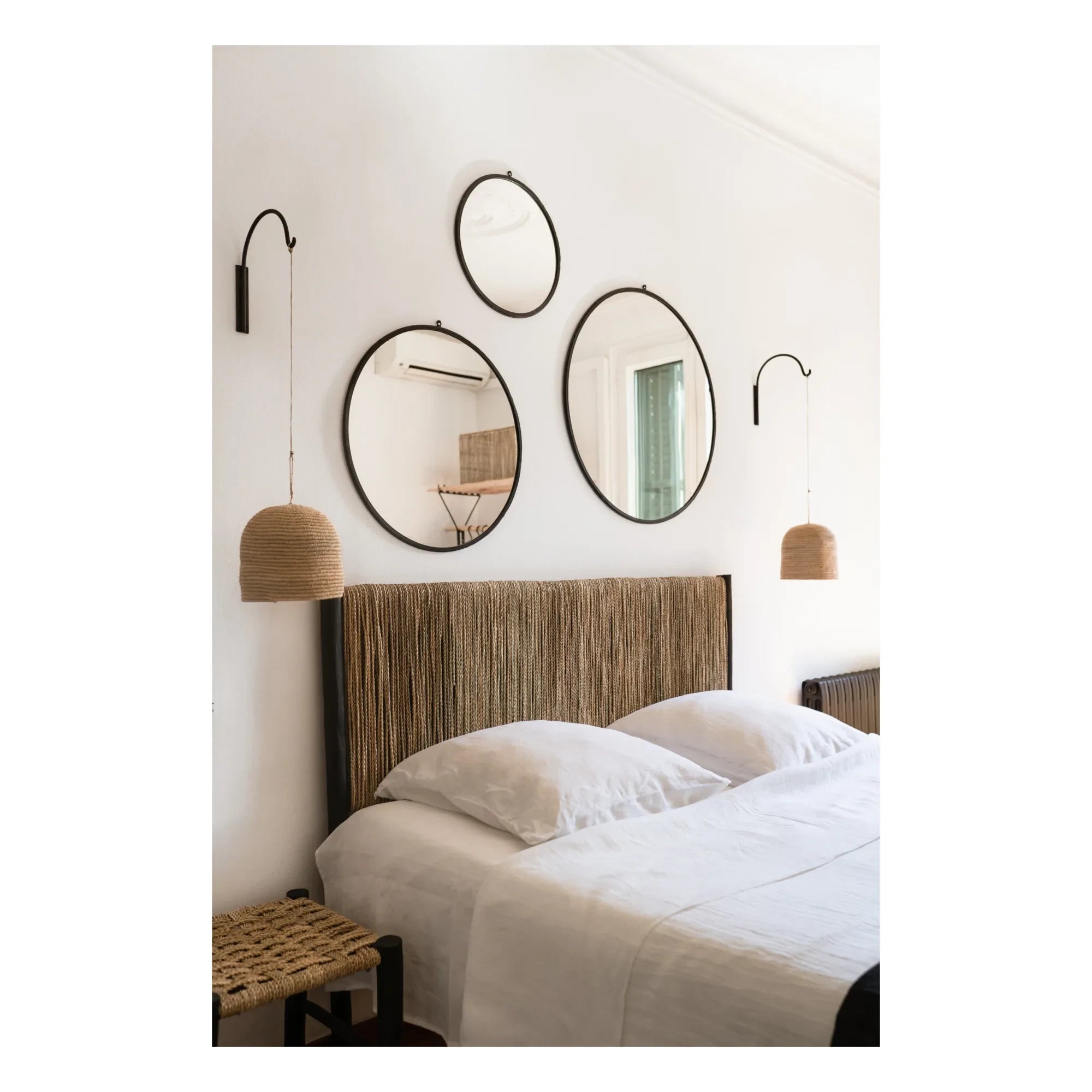 Cosydar - Palm Leaf and Raw Wood Headboard | Black