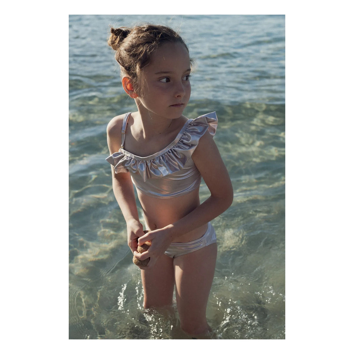 Lison Paris - 2 Piece Venus Asymmetrical Metallic Swimsuit | Rose Gold