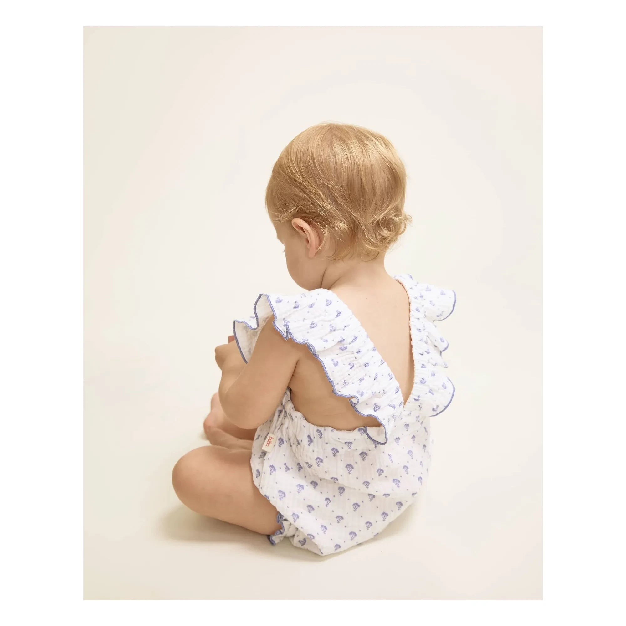 Búho - Bali Floral Pattern Cotton Gauze Romper Shorts | Indigo Blue