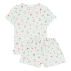 Petit Bateau - Pantalón corto de pijama a rayas y flores | Verde