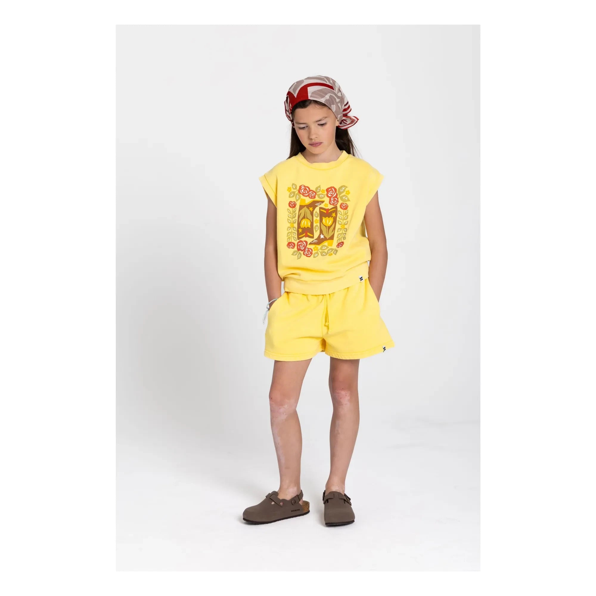 Hundred Pieces - Inaya Sudadera sin Mangas de Algodón Orgánico con Estampado Floral | Amarillo Pálido