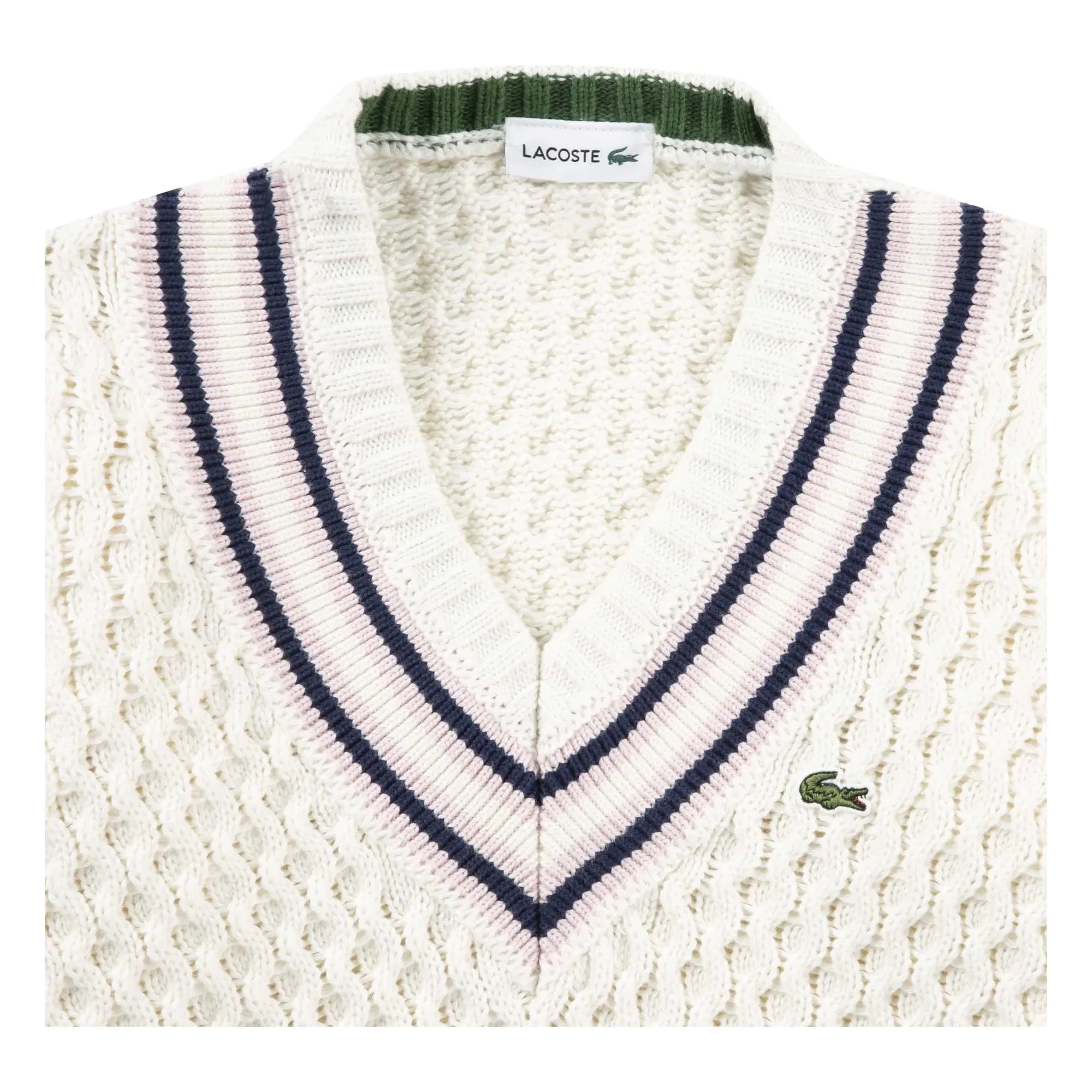 Lacoste – Pullover aus Bio-Baumwolle mit Zopfmuster | Ecru