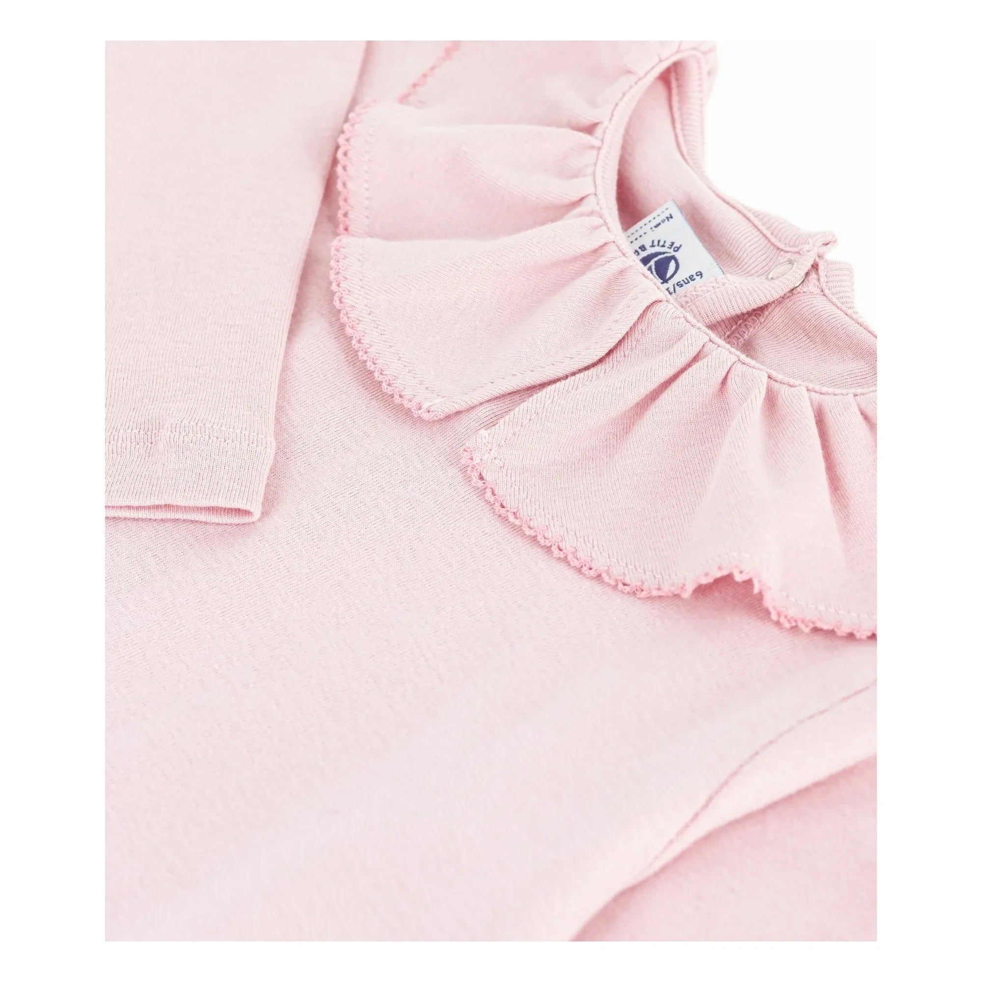 Petit Bateau - Organik pamuklu fırfırlı yakalı Tişört | Pembe