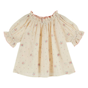Emile et Ida - Floral Pattern Balloon Blouse Made of Organic Cotton | Cream