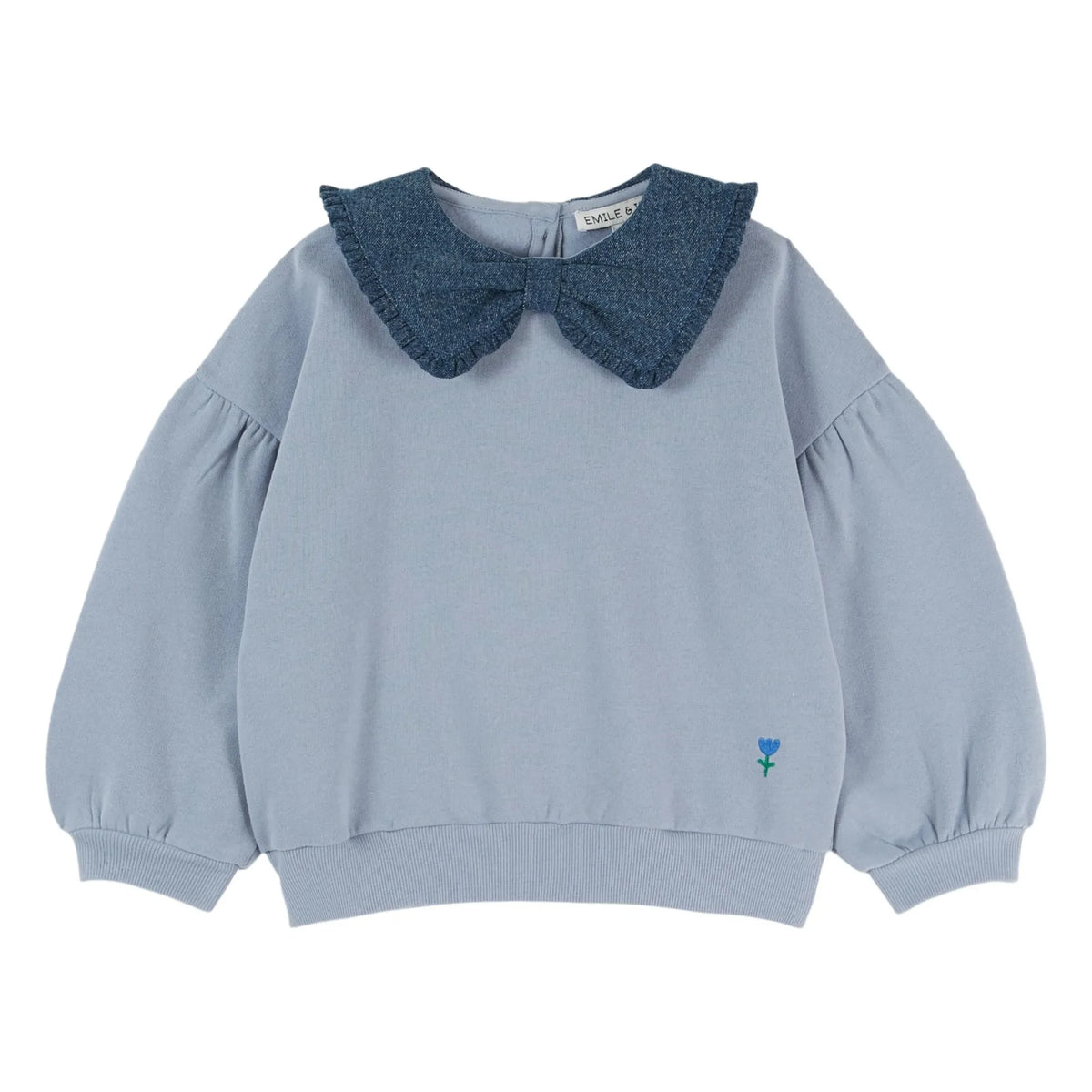 Emile et Ida - Organik pamuklu bisiklet yaka sweatshirt | Mavi