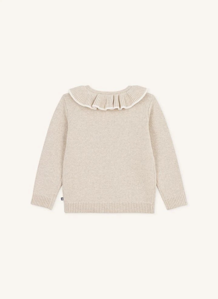 Petit Bateau - Yün Yakalı Hırka | Heather bej