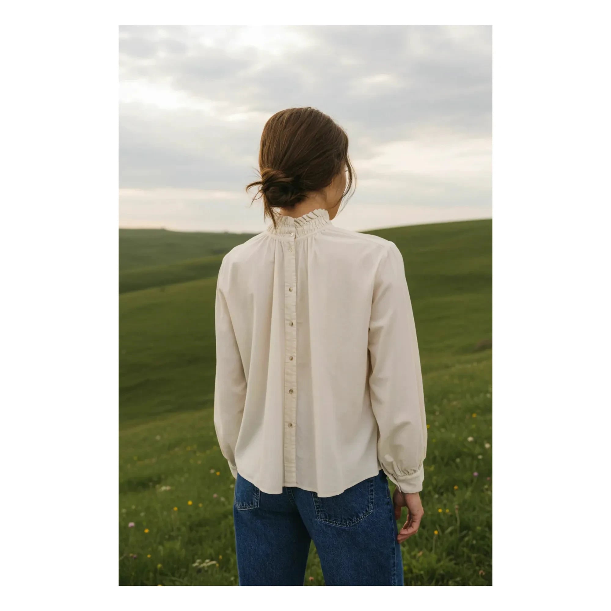 Sacrécoeur - Soline Velours Milleraies Bluse | Ecru