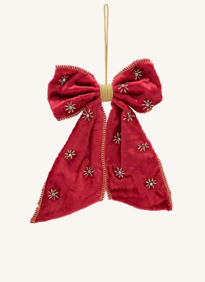 Anna + Nina - Adorno Navideño de Lujo Rojo con Perlas | Rojo