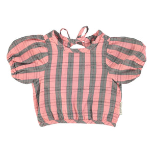 Piupiuchick - Organic Cotton Checkered Ruffled Blouse | Pink