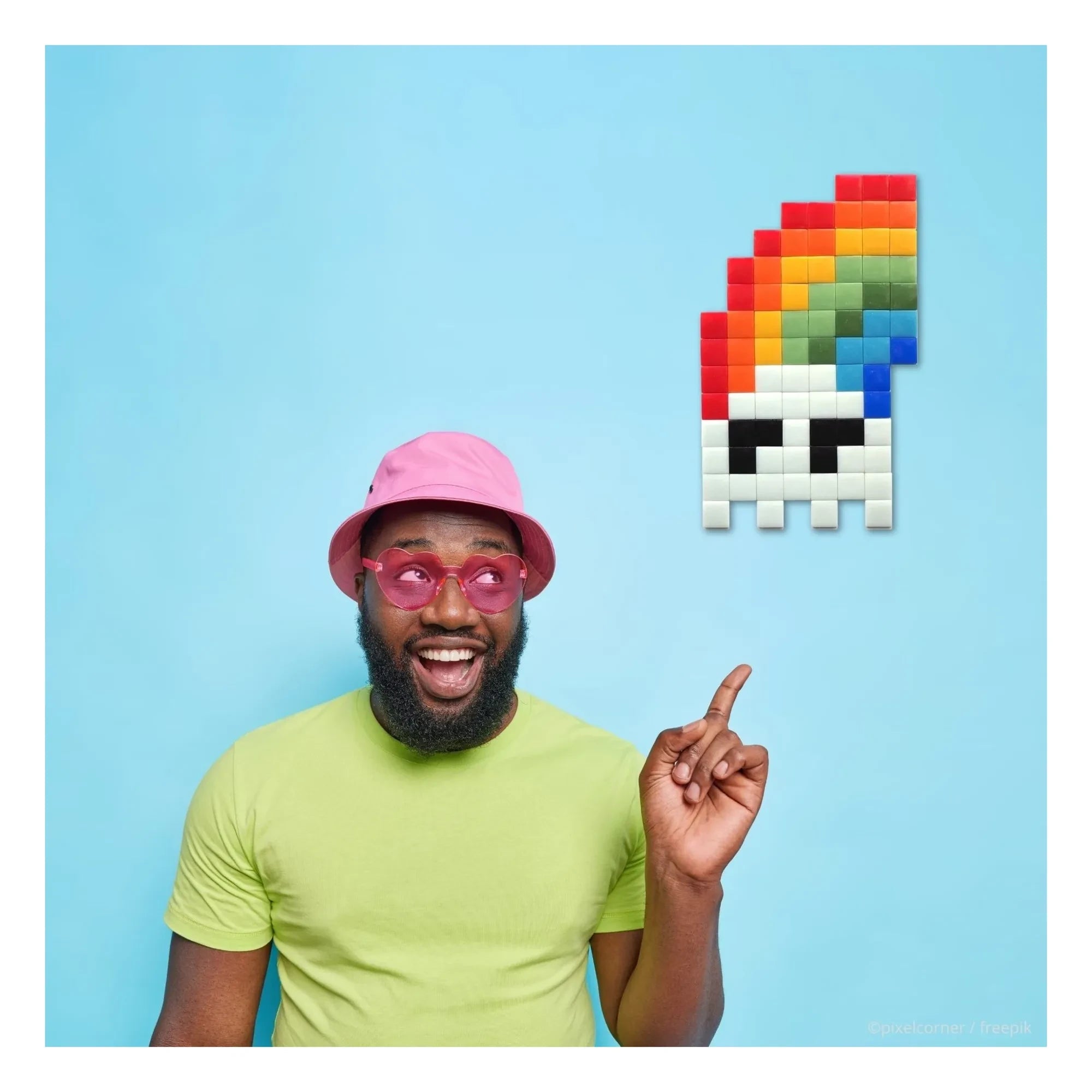 Pixel Corner - Glow in the Dark Pixel Art Kit - Rainbow in the Dark
