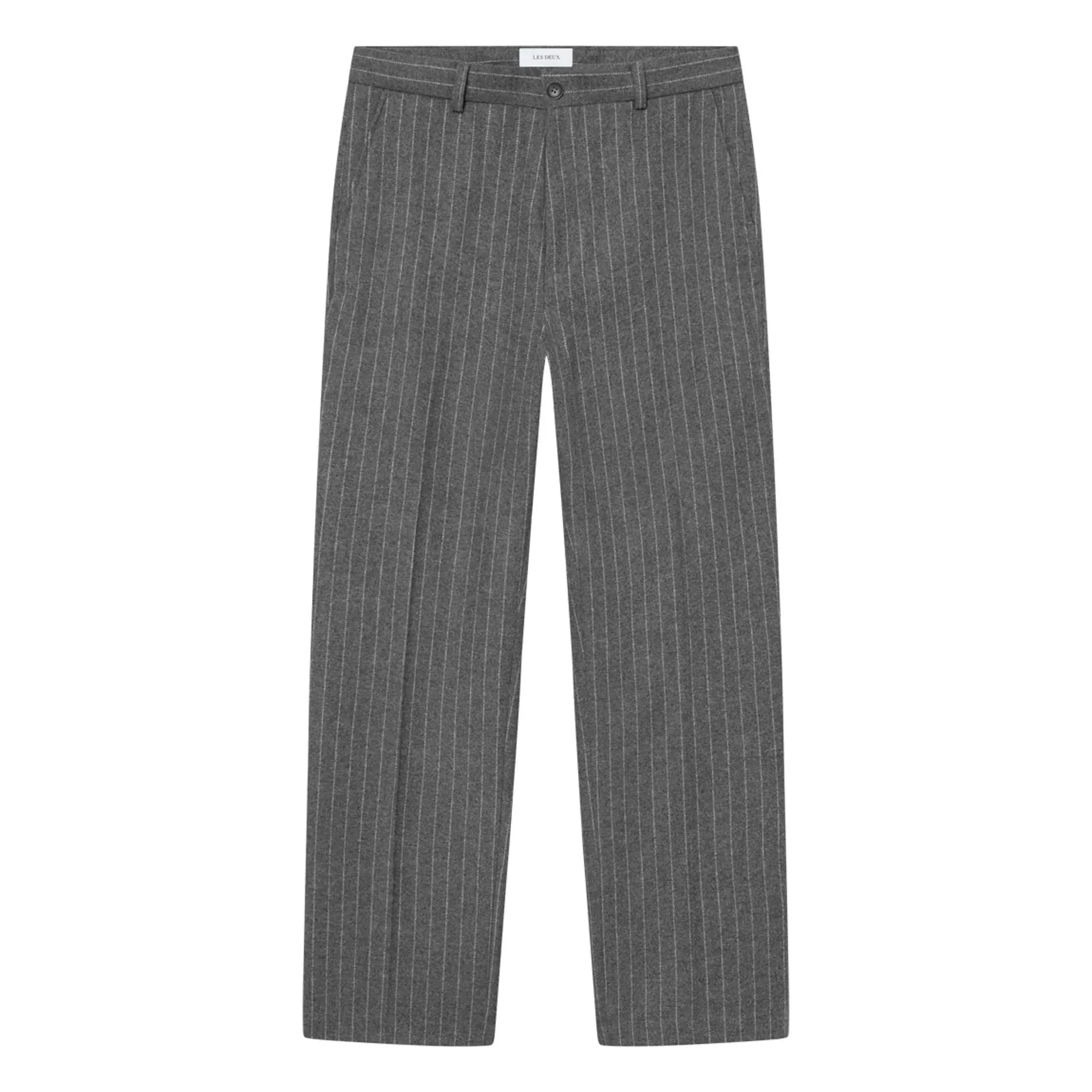 Les Deux - Como Pinstripe Düz Paça Pantolon Çizgili | Gri
