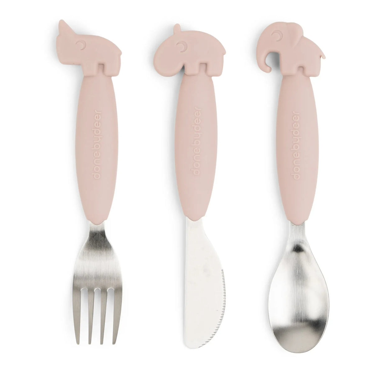 Done by Deer - Deer Friends Easy Grip Fork and Spoon Set | Pink