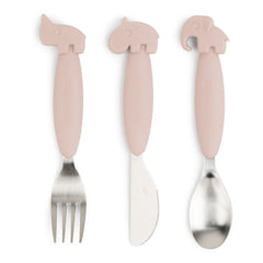Done by Deer - Deer Friends Easy Grip Fork and Spoon Set | Pink
