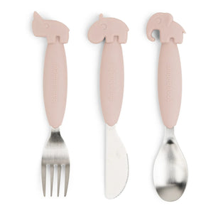 Done by Deer - Deer Friends Easy Grip Fork and Spoon Set | Pink