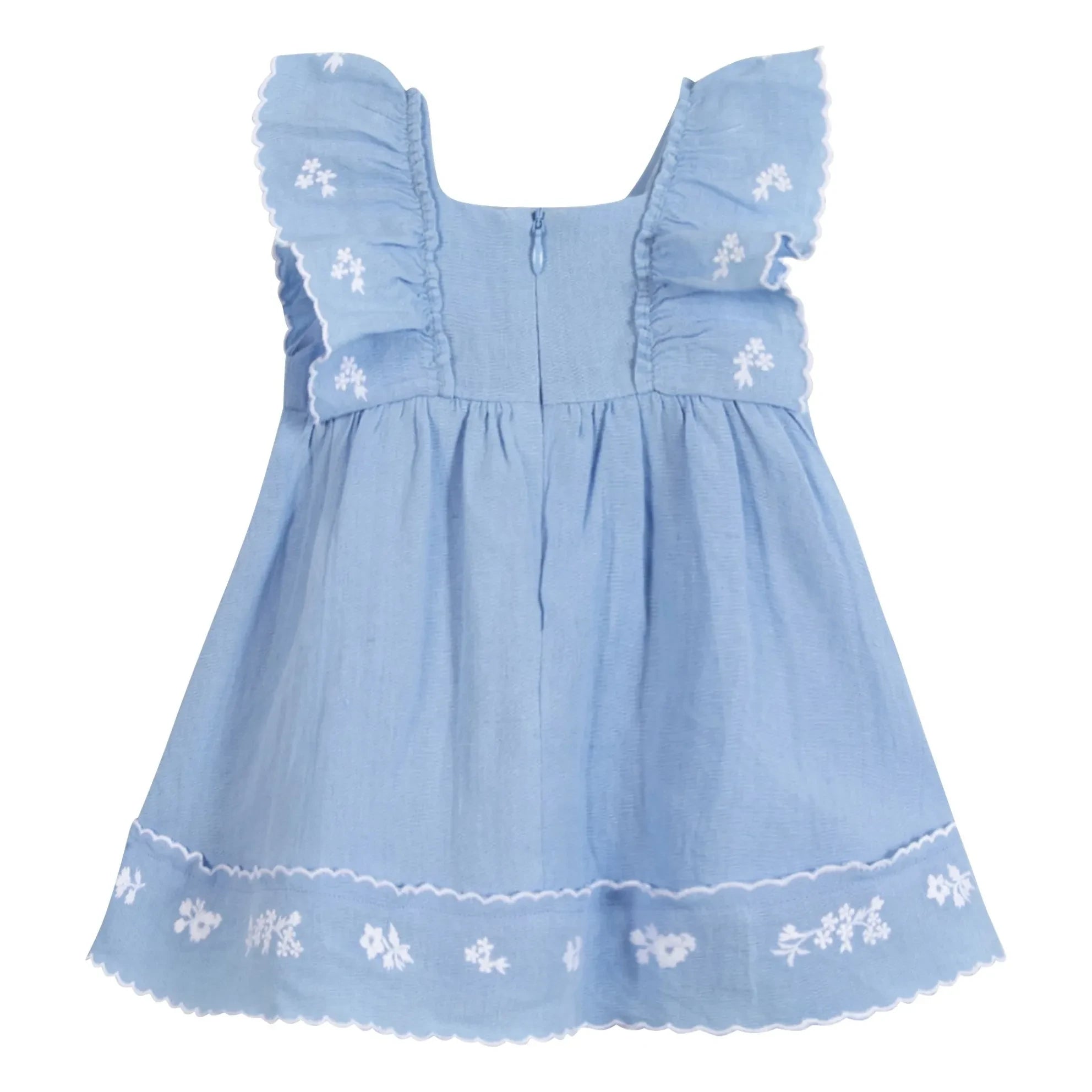 Tartine et Chocolat - Besticktes Feston Kleid | Azurblau
