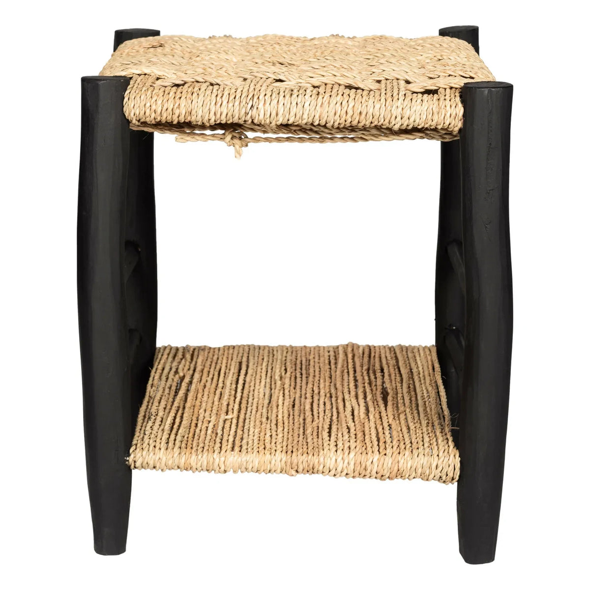 Cosydar - Palm Leaf and Painted Wood Nightstand | Black