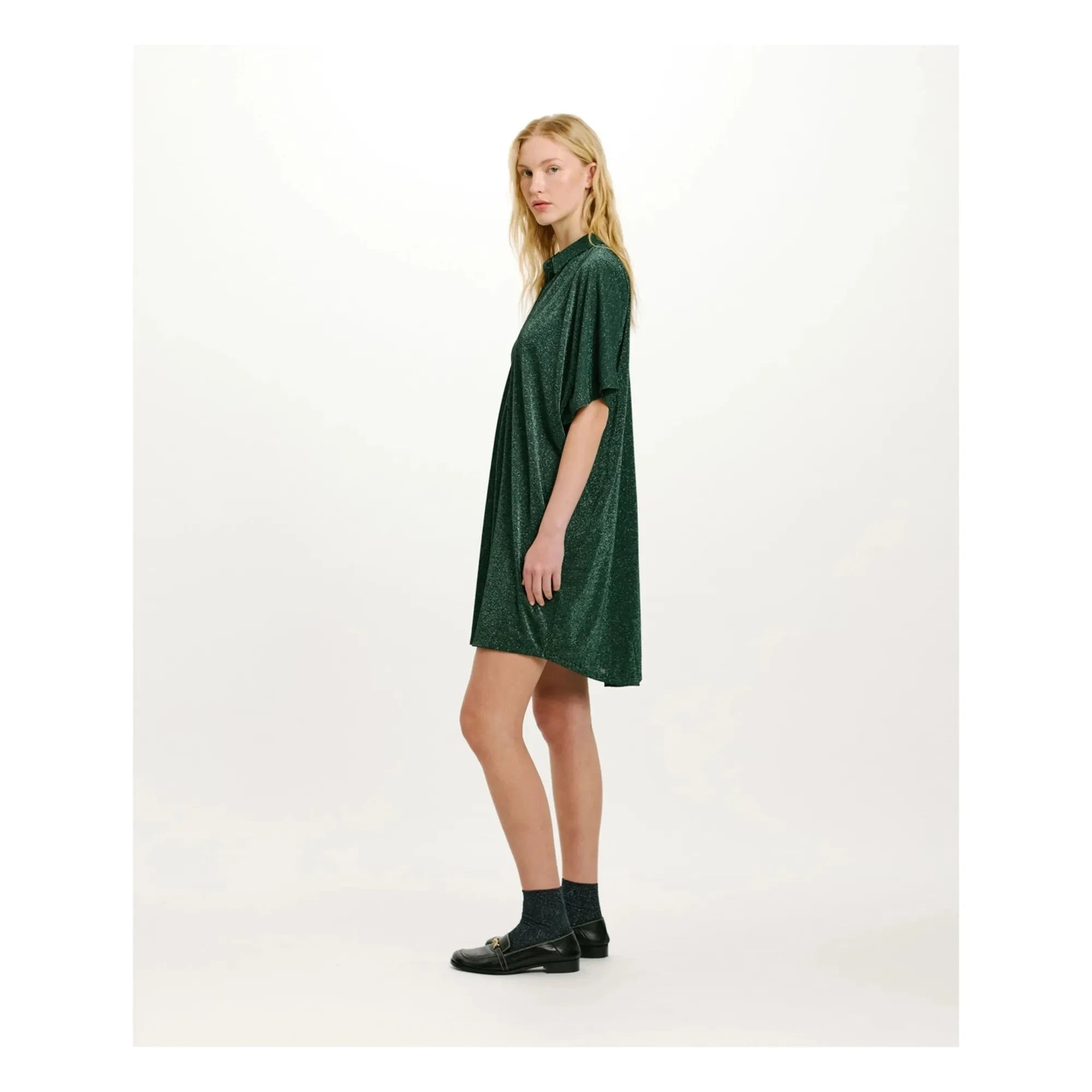 Momoni - Asado Metallic Kleid | Grün