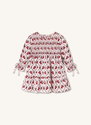 Fliink - Winter Cherry Gathered Dress | Pink