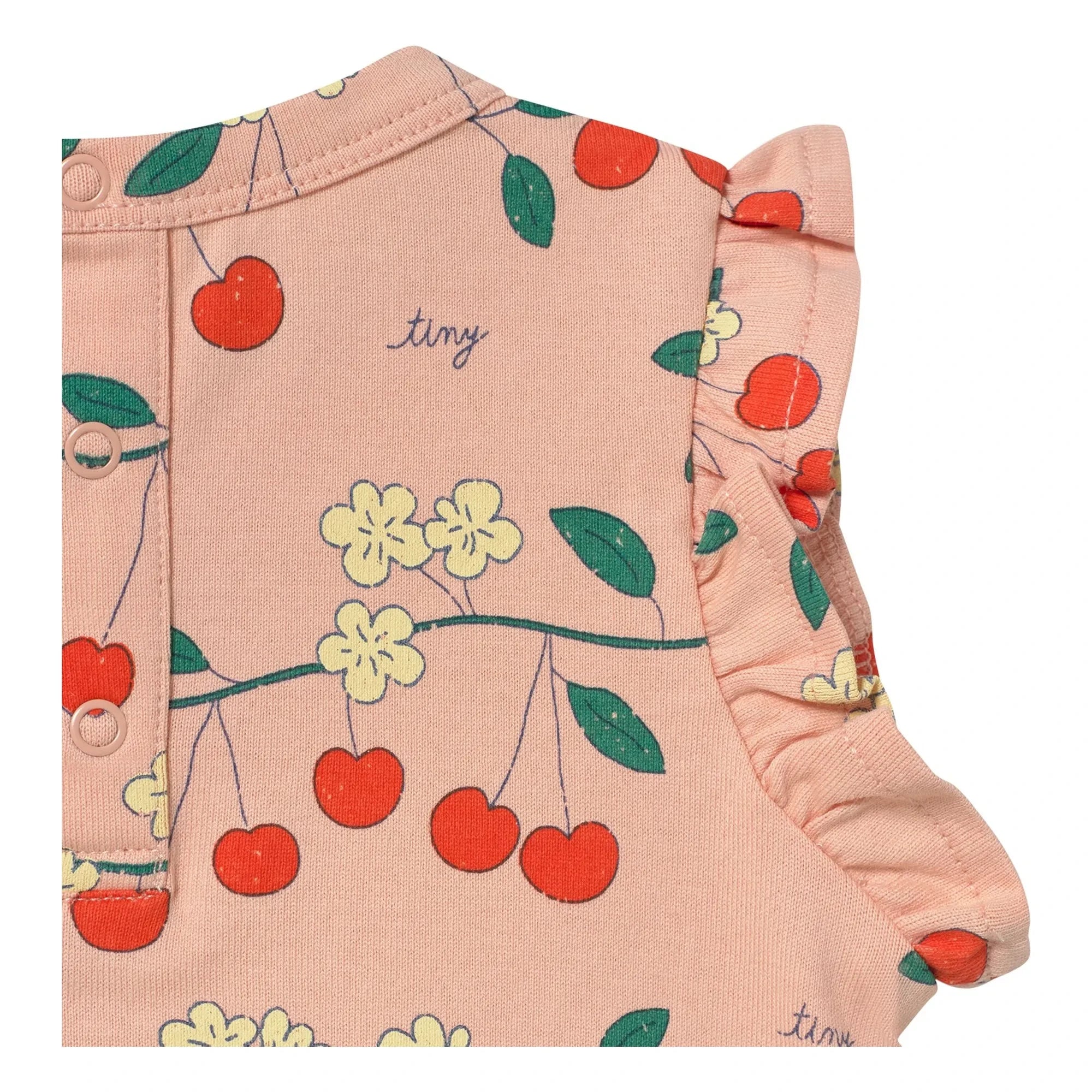 Tinycottons - Cherry fırfırlı Tişört Organik pamuk | Pembe