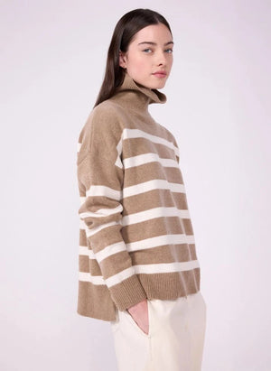 Petit Bateau - Çizgili Yün Balıkçı Yaka Kazak | Bej