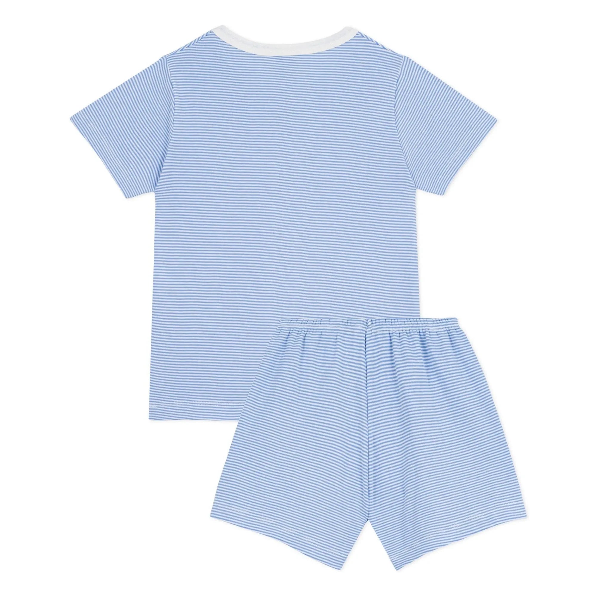 Petit Bateau - Organik pamuklu çizgili pijama şortu | Mavi