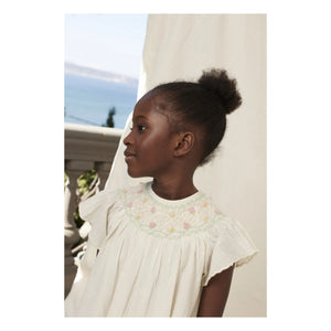 Bebe Organic - Luna Çiçekli Büzgülü Elbise | Ecru
