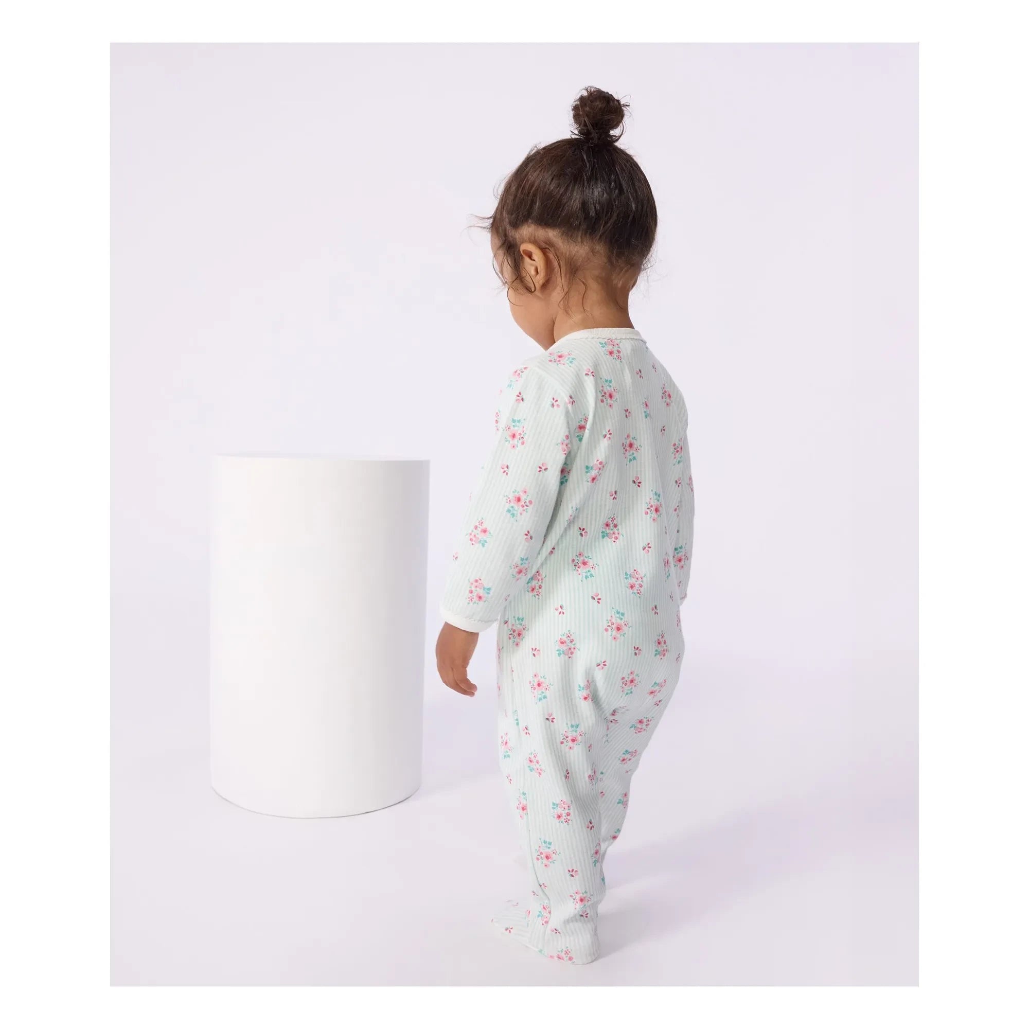 Petit Bateau - Pyjamas Dors Bien Gestreift Geblümt | Weiß