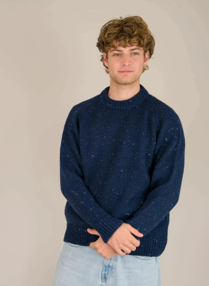 Origin Knitwear - Raglan Kalın Yün Kazak | Koyu Mavi