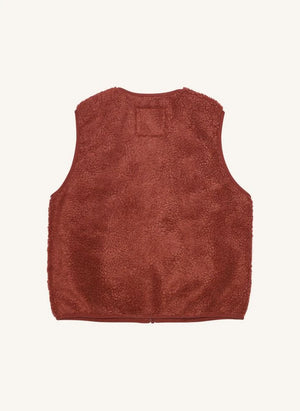 Smallable Kid - Giacca Manner in sherpa senza maniche | Rosso mattone