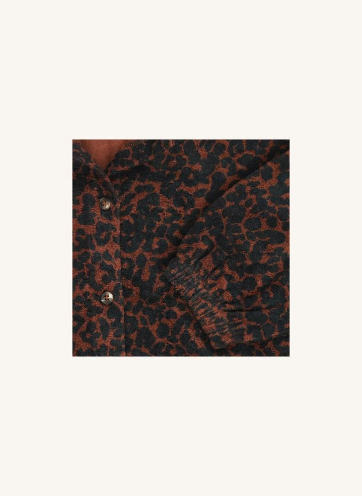 Tumble N'Dry - Madelon Leopar Organik Pamuk Hırka | Kahverengi