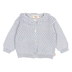 Búho - Cardigan Pointelle Boho Organik Pamuk | Açık mavi