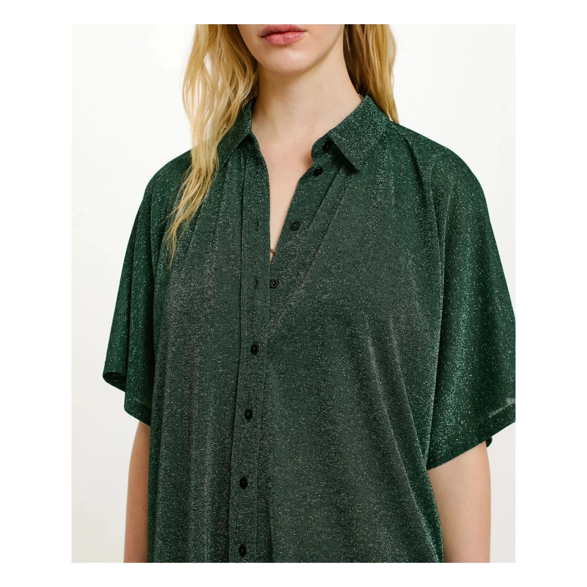 Momoni - Asado Metallic Kleid | Grün